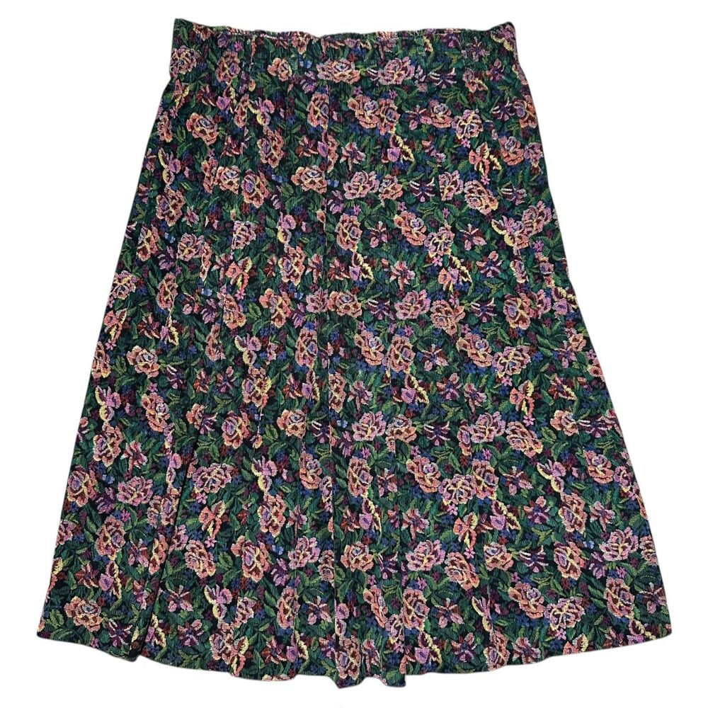 NWT Vintage Talbots Petites Black Granny Floral Tapestry Pattern Skirt, Size 12P
